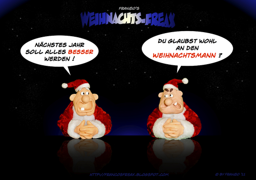Cartoon: Weihnachtsmann (medium) by AlterEgon tagged freax,knetcartoon,knete,knetfiguren,weihnachten,bayern,stammtischfreax,optimismus,kneipe,fimo,weihnachtskarte,weihnachtsmann,weihnachtsmänner