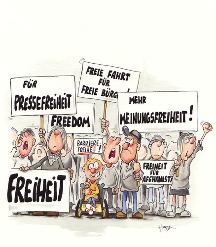 Cartoon: barrierefreiheit (medium) by ms rainer tagged rollstuhl,demo,freiheit,behinderung