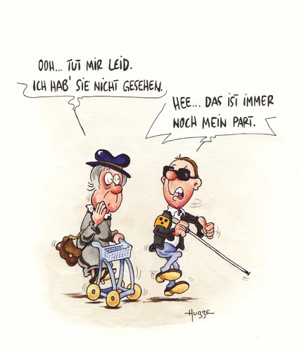 Cartoon: mein part (medium) by ms rainer tagged blind,behinderung,rollator