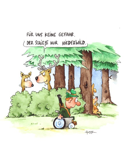Cartoon: niederwild (medium) by ms rainer tagged rollstuhl,jagd,wild,wald