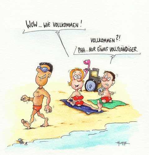 Cartoon: strand (medium) by ms rainer tagged strand,behinderung,urlaub,sonne,wasser