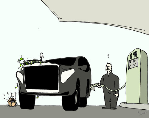 Cartoon: E10-Desaster (medium) by Pierre tagged igel,tankstelle,benzin,e10