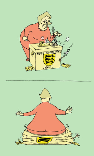 Cartoon: Nach der Schwaben-Wahl (medium) by Pierre tagged baden,württemberg,grün,rot,merkel,wahl