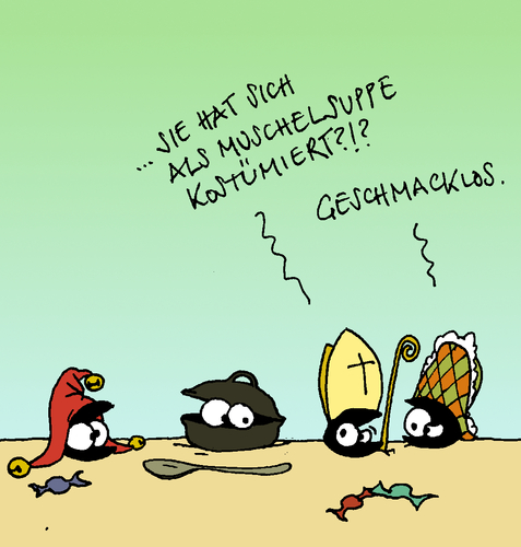 Cartoon: The Daily Mussel (medium) by Pierre tagged muschel,miesmuschel,karneval,rosenmontag,kostüm