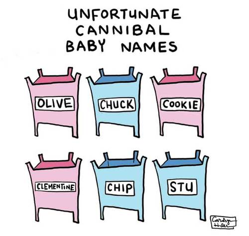 Cartoon: Cannibal Baby Names (medium) by a zillion dollars comics tagged babies,names,cannibals