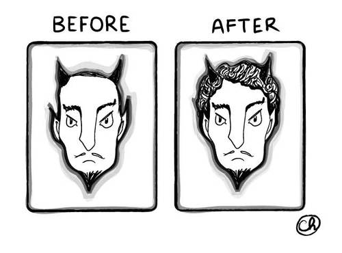 Cartoon: Handsome Devil (medium) by a zillion dollars comics tagged devil,satan,hair