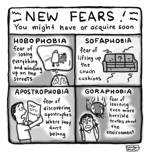 Cartoon: New Fears (medium) by a zillion dollars comics tagged society,psychology,fears,environment,furniture,culture