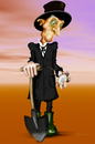 Cartoon: Undertaker (small) by KryCha tagged undertaker,bestatter,halloween,grab