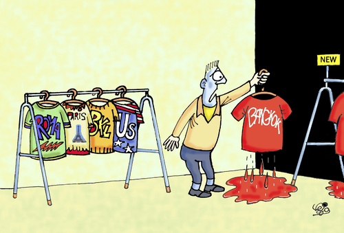 Cartoon: Bangkokfashion... (medium) by Vejo tagged bangkok,army,killing