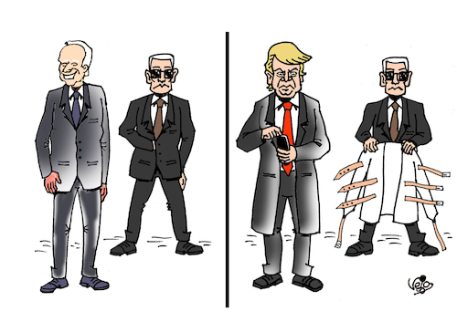 Cartoon: BODYGUARDS... (medium) by Vejo tagged trump,narcissist,criminal,dangerous,fascism,usa,democracy,politicalcartoon