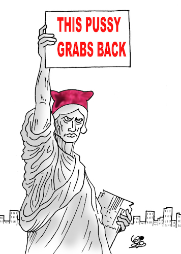 Cartoon: FREEDOMPUSSY... (medium) by Vejo tagged trump,insult,women,america,statue,of,liberty