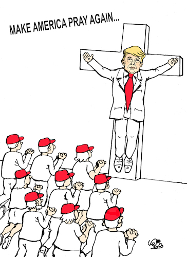 Cartoon: Make America pray again... (medium) by Vejo tagged trump,religion,biblesales,money,elections