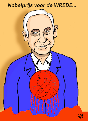 Cartoon: Nobelprijs voor de WREDE... (medium) by Vejo tagged gaza,genocide,israel,netanyahu,oorlogsmisdaden,palestijnen