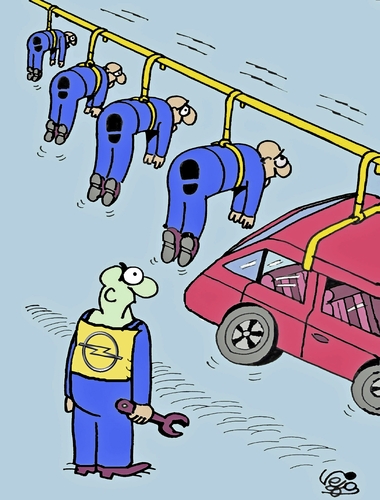 Cartoon: OPEL BELGIUM (medium) by Vejo tagged opel,belgium,factory,firing