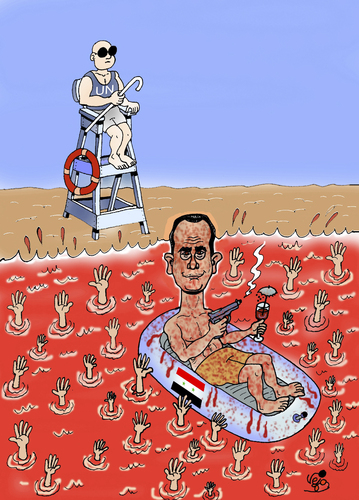 Cartoon: Syrian Massacre... (medium) by Vejo tagged syrie,assad,massacre,united,nations