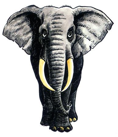 Cartoon: Elephant (medium) by deleuran tagged paintings,caricatures,art,animals,childrens,books,nature,africa