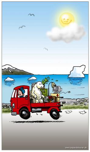 Cartoon: Moving in Greenland (medium) by deleuran tagged greenland,polar,bears,moving,arctic,animals,furniture,