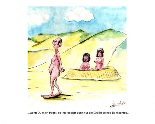 Cartoon: Wa-h-re Werte (medium) by williS tagged fkk,strand,bankkonto,wahre,ware,werte