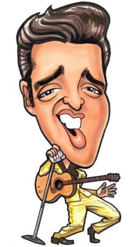 Cartoon: Elvis toon (medium) by spot_on_george tagged elvis,presley,gold,suit,caricature