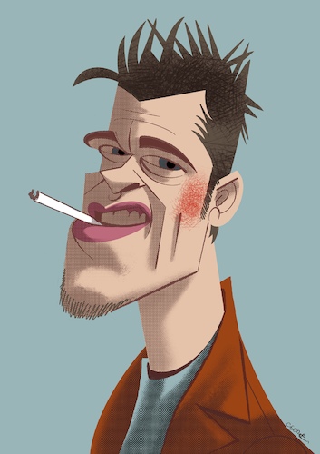 Cartoon: Fight Club (medium) by spot_on_george tagged brad,pitt,fight,club