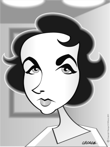 Cartoon: Liz Taylor RIP (medium) by spot_on_george tagged liz,taylor,caricature