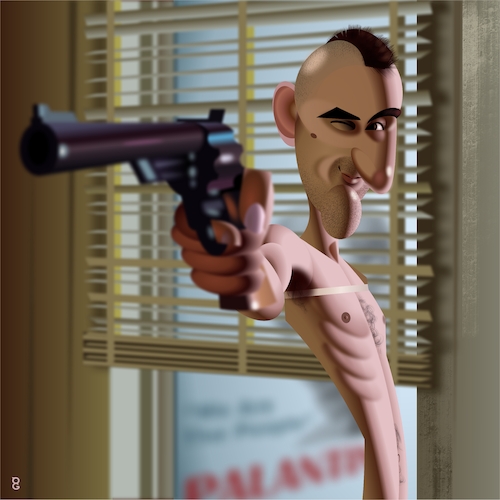 Cartoon: Travis Bickle (medium) by spot_on_george tagged robert,deniro,caricature,taxi,driver