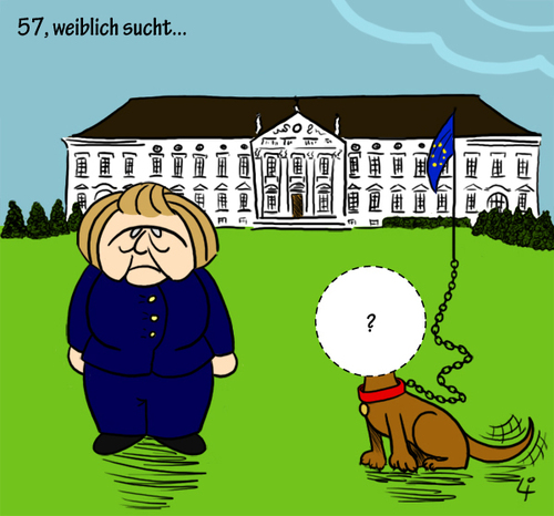 Cartoon: 57 weiblich sucht... (medium) by elke lichtmann tagged angela,merkel,christian,wulff,rücktritt,präsident