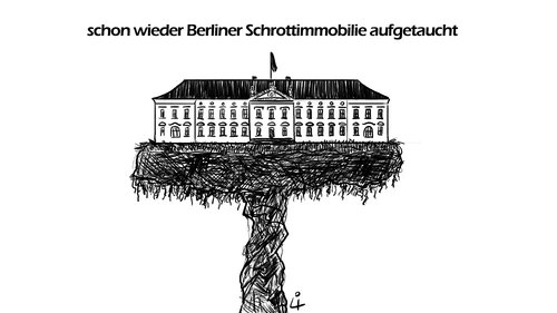 Cartoon: berliner schrottimmobilie (medium) by elke lichtmann tagged bellevue,bundespräsident,affäre,kredit,wohnung