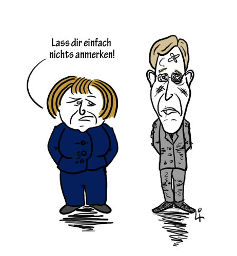 Cartoon: Fels in der Spree (medium) by elke lichtmann tagged merkel,wulff