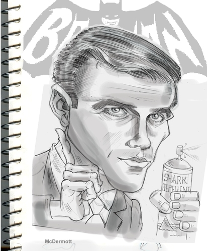 Cartoon: Adam West Caricature Batman (medium) by McDermott tagged batman,brucewayne,caricature,adamwest,tvland