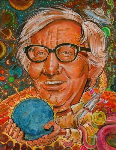 Cartoon: Caricature of Ray Bradbury (medium) by McDermott tagged raybradbury,sciencefiction,books,60s,tv,movies