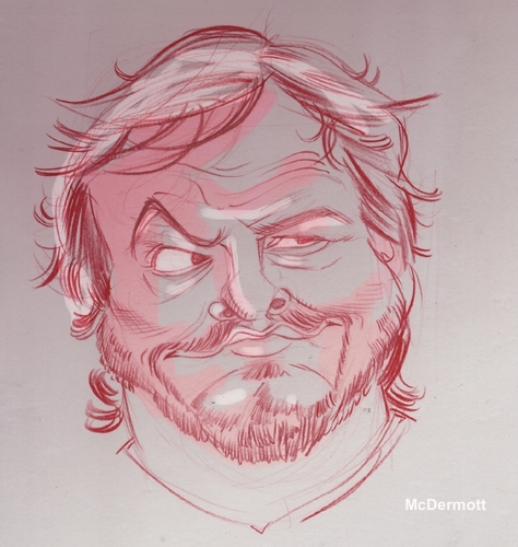 Cartoon: Caricature Sketch of Jack Black (medium) by McDermott tagged caricature,sketch,jackblack,famous,tv,actor,male,kingkong