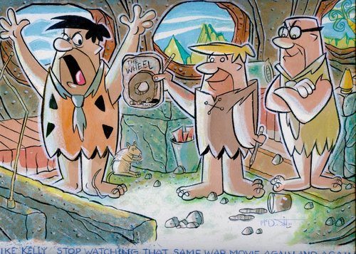 Cartoon: Flintstones with Barney Rubble (medium) by McDermott tagged flintstones,barneyrubble,mrslate,hannabarbe,60scartoons,pepples,bambamra