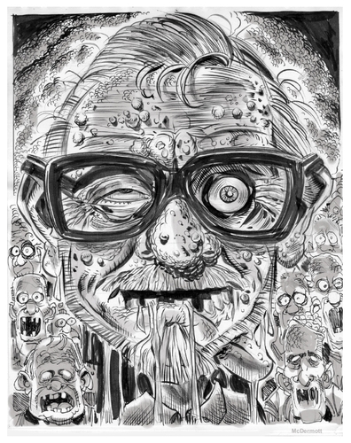 Cartoon: GEORGE A. ROMERO (medium) by McDermott tagged dead,zombies,romero,dawnofthedead,scary