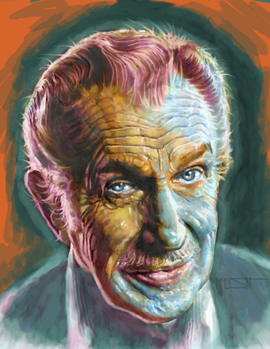 Cartoon: Illustration of Vincent Price (medium) by McDermott tagged mcdermott,scary,monsters,colorpainting,illustration,horror,vincentprice,bluewatercomics