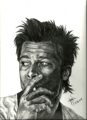 Cartoon: brad pitt (medium) by ressamgitarist tagged drawing,portrait