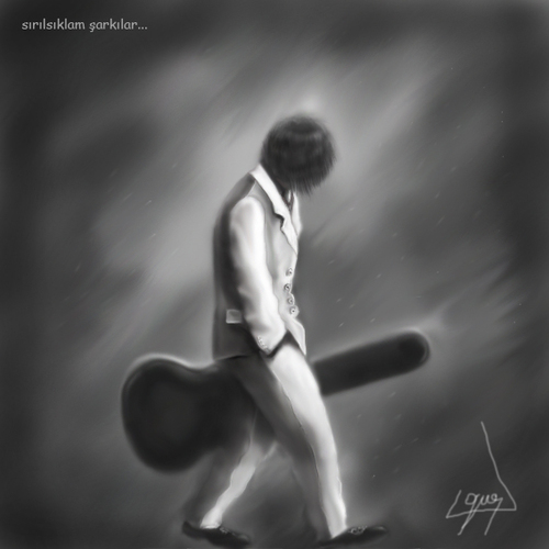 Cartoon: soaked songs (medium) by ressamgitarist tagged drawing,portrait,photoshop