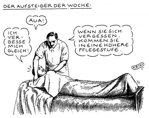 Cartoon: Aufsteiger (medium) by Kriki tagged therapie,vergessen,krankenversicherungen,kv,gesundheitsreform,,cartoon,cartoons,illustration,illustrationen,therapie,vergessen,krankenversicherungen,kv,gesundheitsreform,krankenversichert,patient,arzt,ärzte,patienten,gesundheit,aufsteiger,pflege,pfleger,pflegestufe,geld,finanzen,wirtschaft