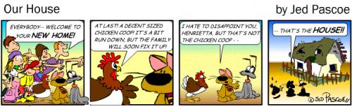 Cartoon: Our House (medium) by Jedpas tagged cartoon,strip,family,animals,cat,dog,funny