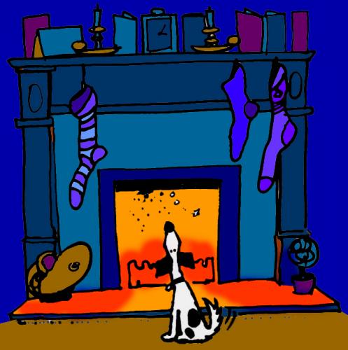 Cartoon: Waiting for Santa (medium) by Jedpas tagged cartoon,dog,christmas,funny,santa