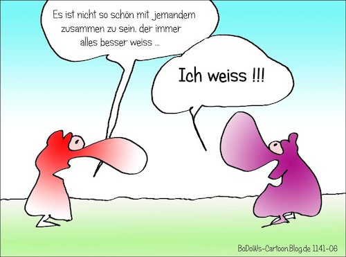 Cartoon: Besser wissen ... (medium) by BoDoW tagged wissen,besser,besserwisser,beziehung,paar,kommunikation,überheblich