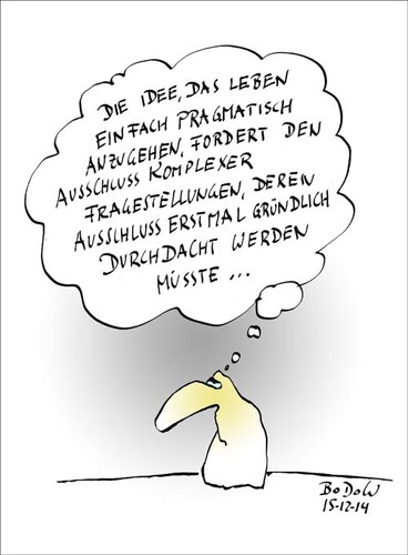 Cartoon: Ganz einfach! (medium) by BoDoW tagged einfach,einfachheit,lebenshaltung,nachdenken,überlegen,gründlich,pragmatisch,pragmatismus