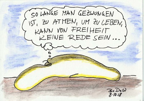 Cartoon: Freiheit (medium) by BoDoW tagged zwang,freiheit,atmen,leben,lebensnotwendig,luft,philosophie,grenzen,grenzerfahrung,einsicht,gezwungen,notwendigkeit