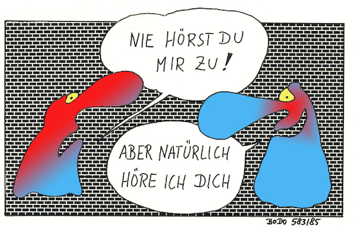 Cartoon: Hören ... (medium) by BoDoW tagged kommunikation,hören,zuhören,verstehen,missverständnis,paar,beziehung,reden