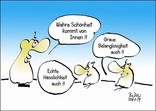 Cartoon: Innere Werte (medium) by BoDoW tagged innere,werte,wahre,schönheit,hässlich,banal,grau,von,innen