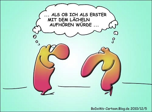 Cartoon: Kampflächler unter sich (medium) by BoDoW tagged konflikt,soziales,wettkampf,niederlage,sieg,paar,beziehung,kampf,kampflächler,lächeln