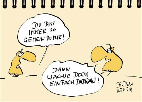 Cartoon: Lebens-Chancen nutzen (medium) by BoDoW tagged unglück,psychologie,konflikt,gleichgültigkeit,heulen,klagen,entwicklung,chance,beziehung,wachsen,gemein