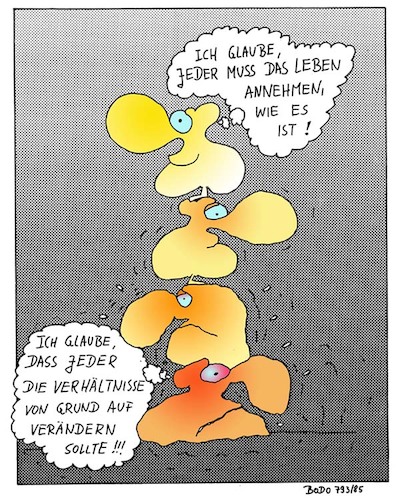 Cartoon: Sein und Bewusstsein (medium) by BoDoW tagged sein,bewusstsein,druck,verhältnis,oben,unten,revolution,anpassung,gesellschaft,karl,marx,unterdrückt,leben,annehmen,von,grund,auf,verändern,zufrieden,unzufrieden,gerechtigkeit,ungerecht,gerecht,ungerechtigkeit