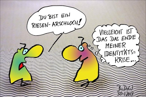 Cartoon: Selbstfindung (medium) by BoDoW tagged selbstfindung,ich,identität,selbsterkenntnis,persönlichkeit,arschloch,idiot,beschimpfung