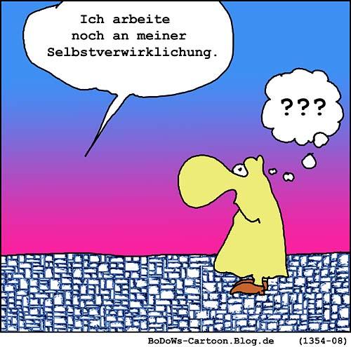 Cartoon: Selbstverwirklichung (medium) by BoDoW tagged existentiell,fragezeichen,sein,paar,unsichtbar,selbstverwirklichung